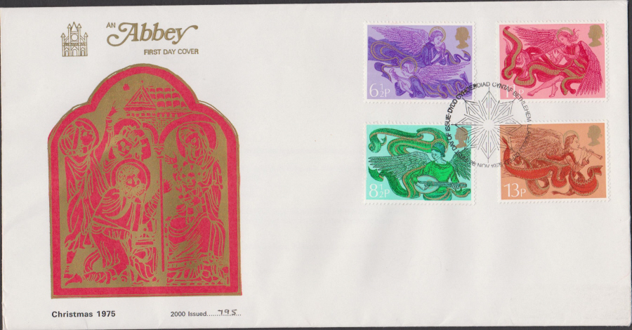 1975 Abbey FDC Christmas Bethlehem Postmark - Click Image to Close